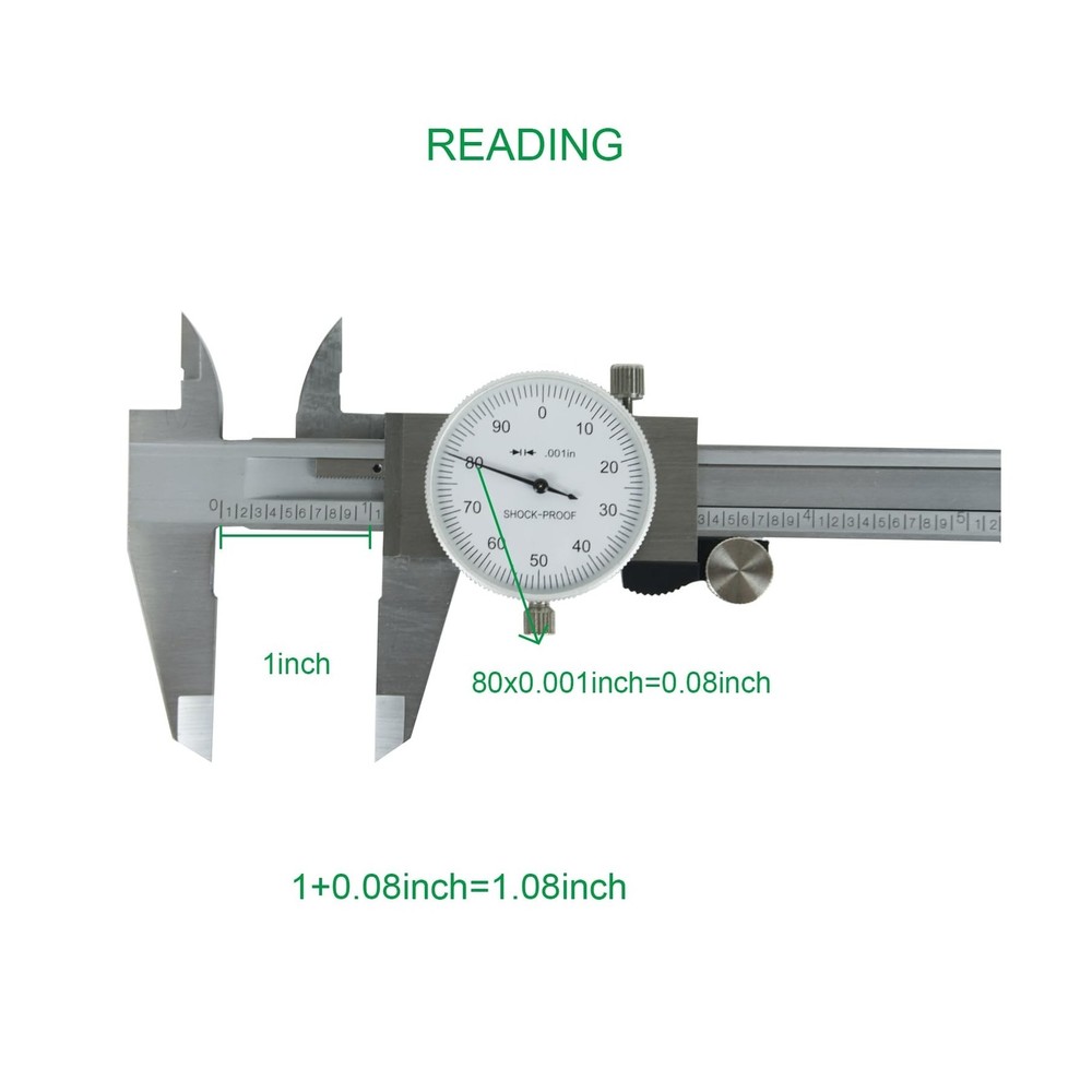 Dial Caliper Shockproof Dial Caliper Precision Caliper with Watch 0-6" Range,...
