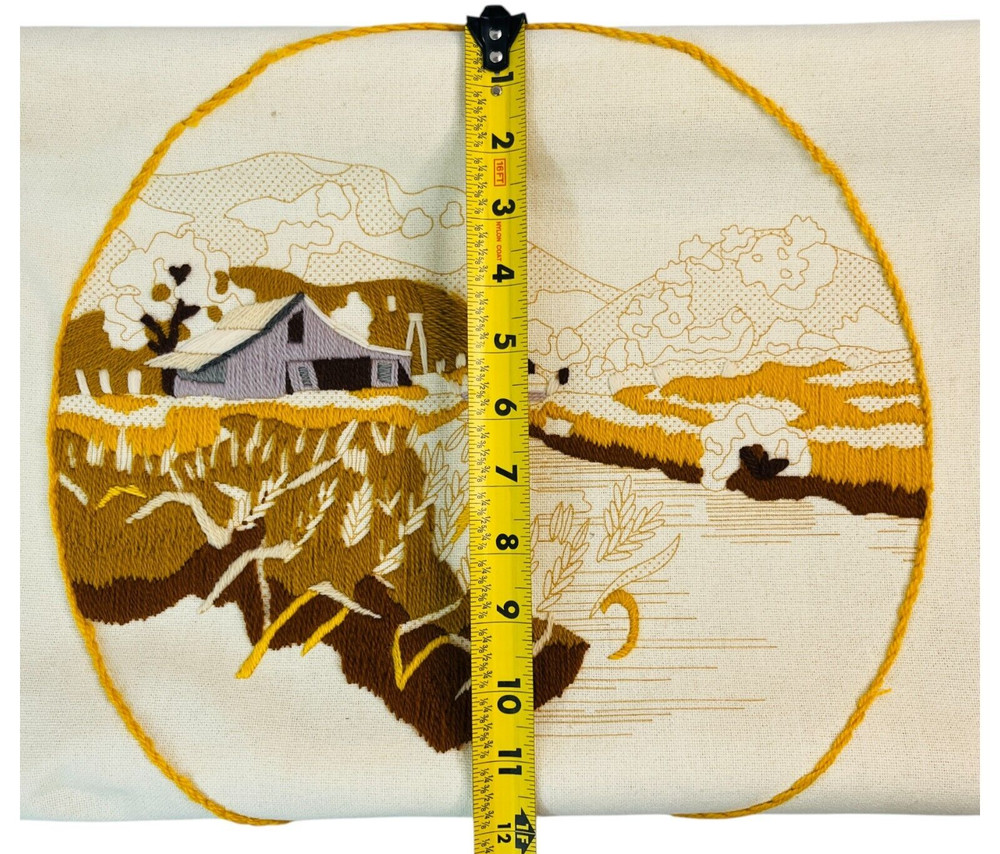 Needlepoint Scroll Frame Started Crewel Canvas #2475 Summer Wheat Fields 20 x 12