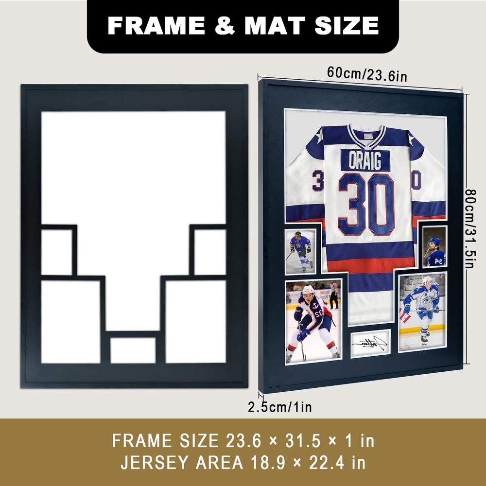 Jersey Display Frame Large Shadow Box Frame Clear Acrylic with 98% UV Protect...