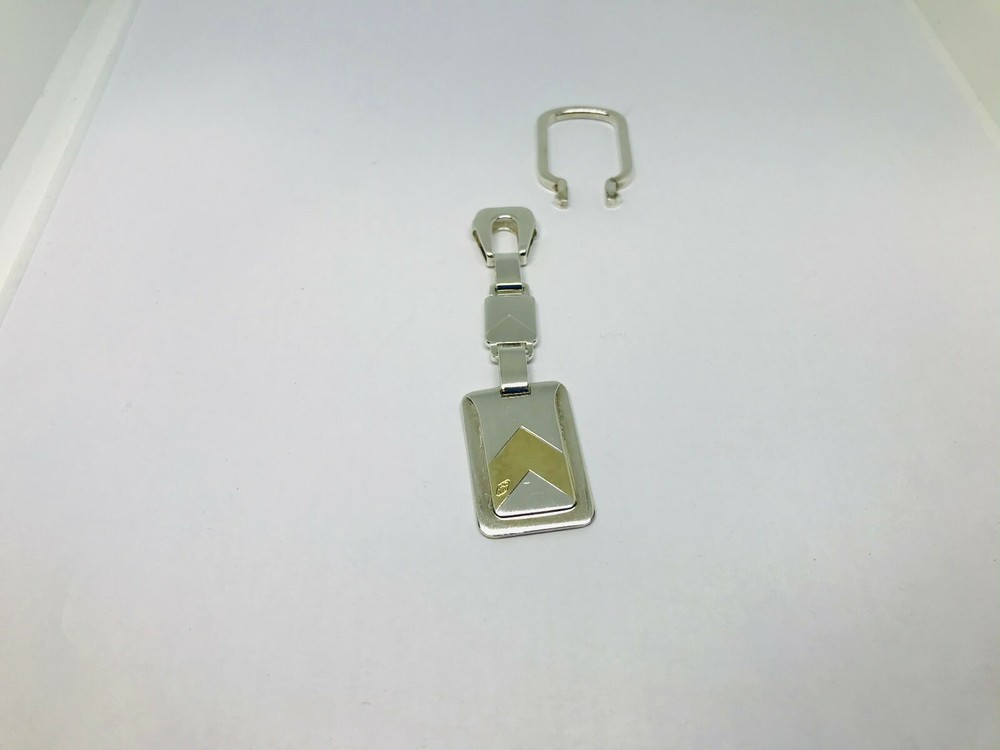 1 18kt Silver and Gold Rectangular Keychain with Slab - Name Engravings