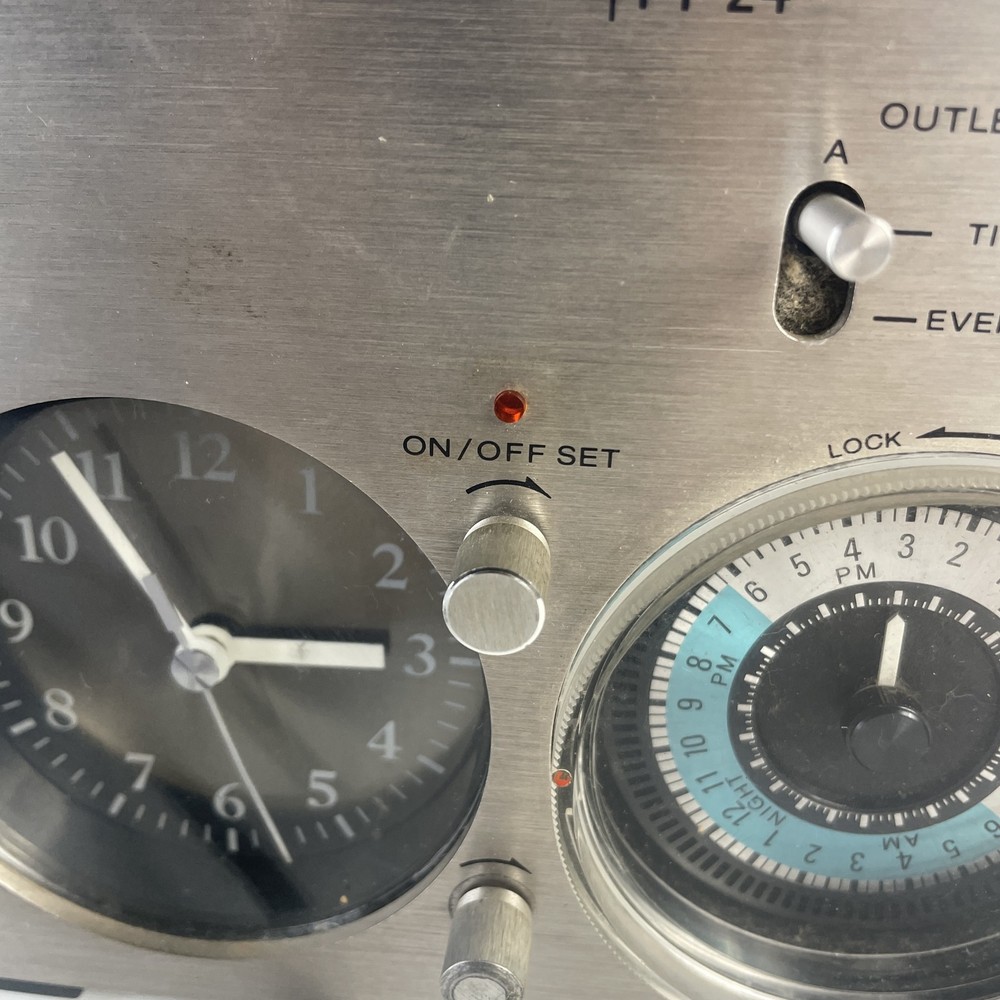 Sony PT-24 Vintage Program Timer 1970s Analog Clock Audio Accessory Silver GOOD