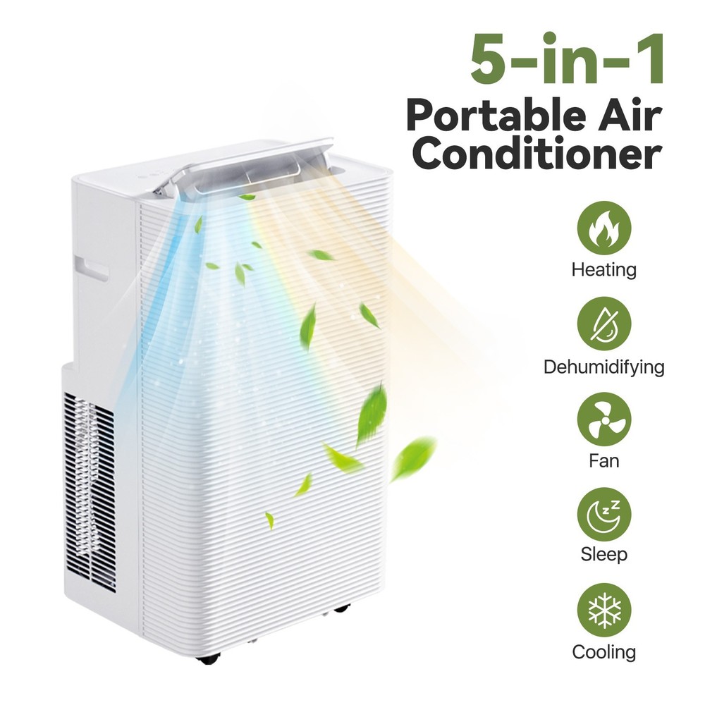 Dateyes 12K BTU 5-in-1 Portable AC, Cooling/Heating/Dehum/Fan, Quiet 55dB