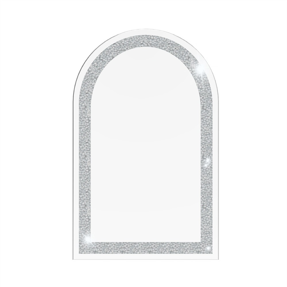 Crystal Decorative Mirror for Wall Arched Gorgeous Silver Crush Diamond Mirror