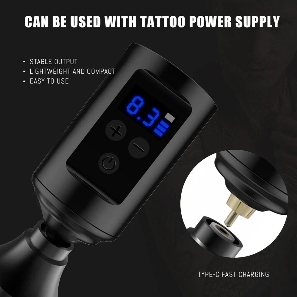 Wireless Tattoo Kit Complete for Beginners Pen Machine with Power Supply Needles