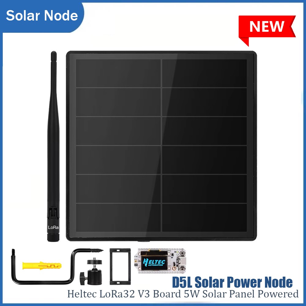Solar Lora Meshtastic Mesh Node Repeater 5W Solar Panel Bult in Heltec ESP32