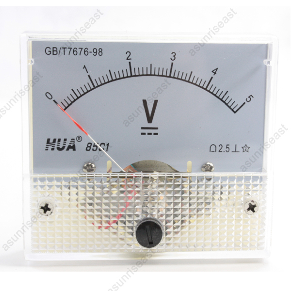 1 × DC 5V Analog Panel Volt Voltage Meter Voltmeter Gauge 85C1 White 0-5V DC