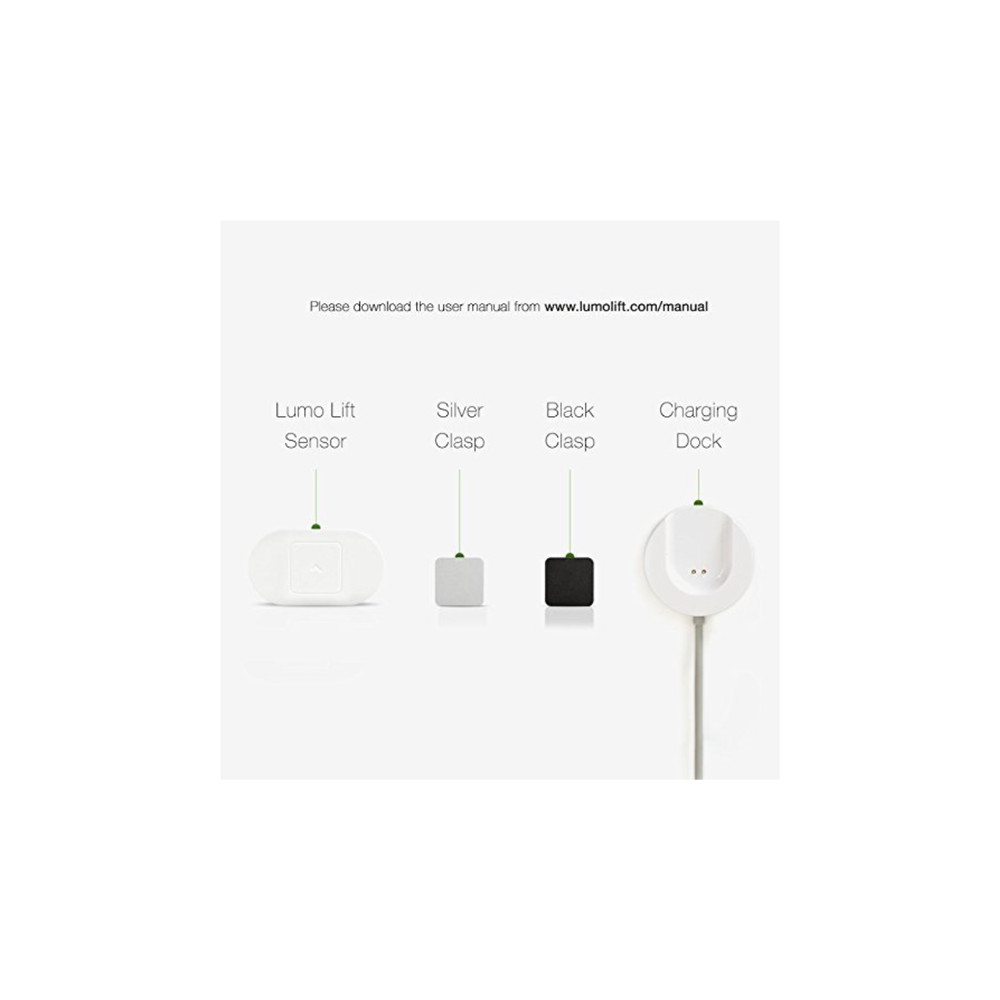 Lumo Lift Posture ‎Coach and Activity Tracker for iOS, Battery Powered, White