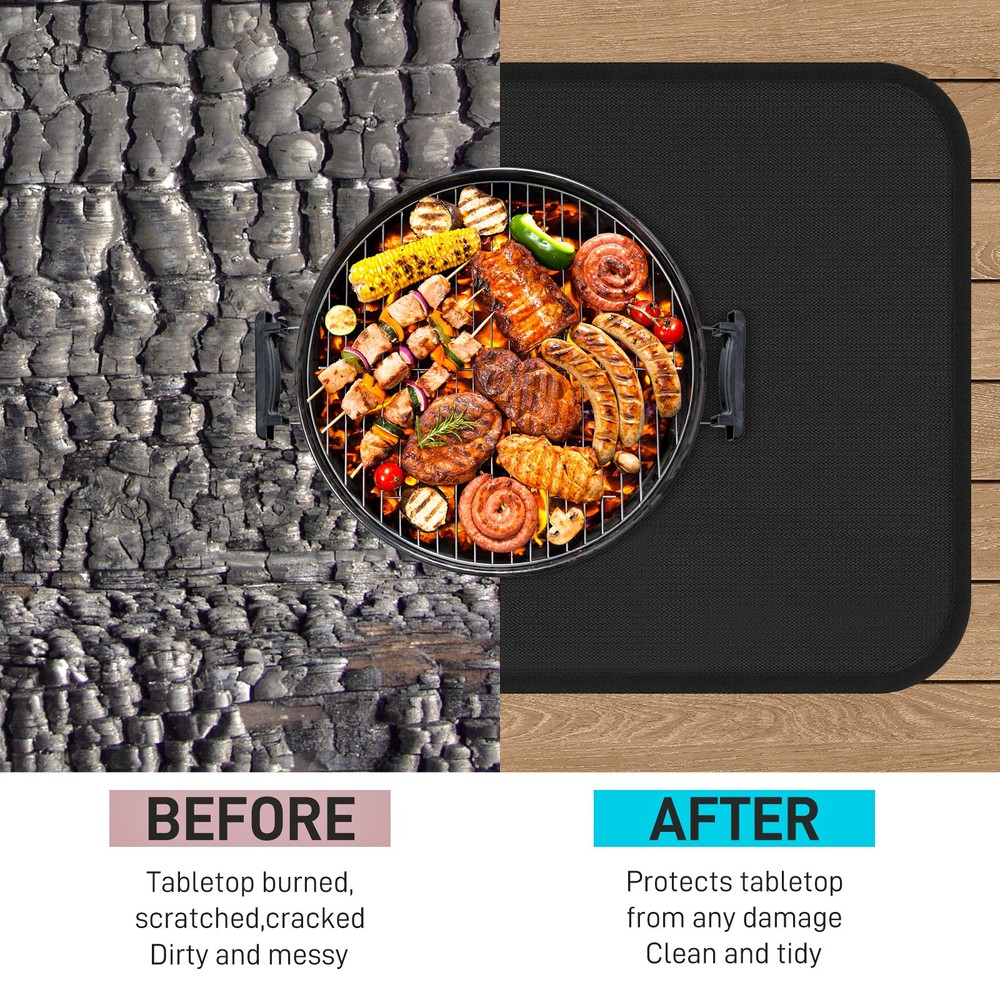 2.6sqft Camping Fireproof Mat Retardant Protective Pad BBQ Equipment Protective