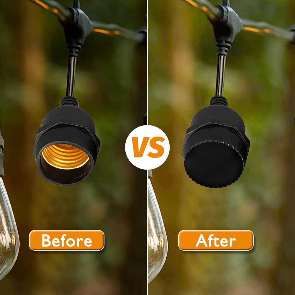 Light Socket Caps, Bulb Socket Safety Covers for String Lights, Fit Standard & R