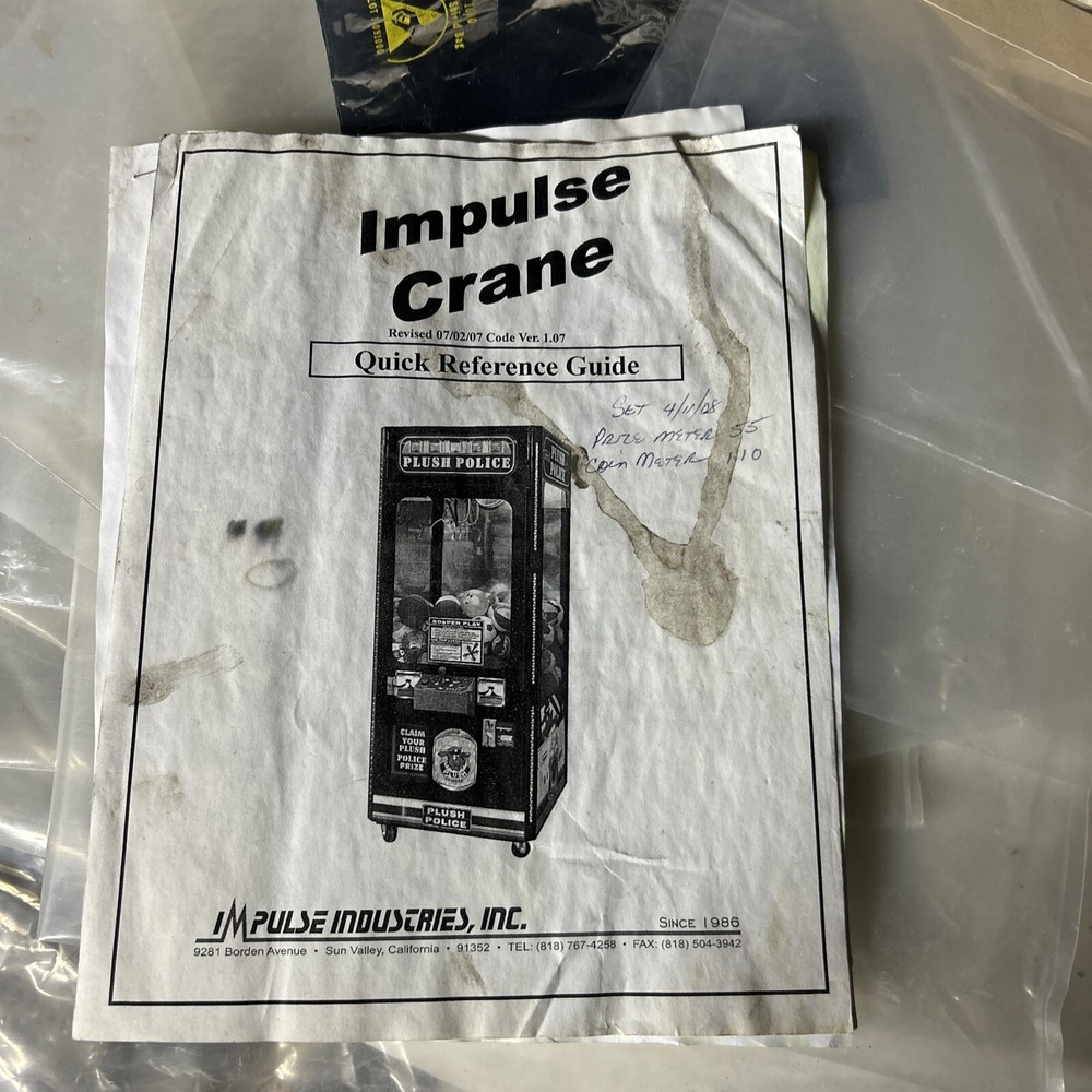 Original IMPULSE CRANE    arcade game manual