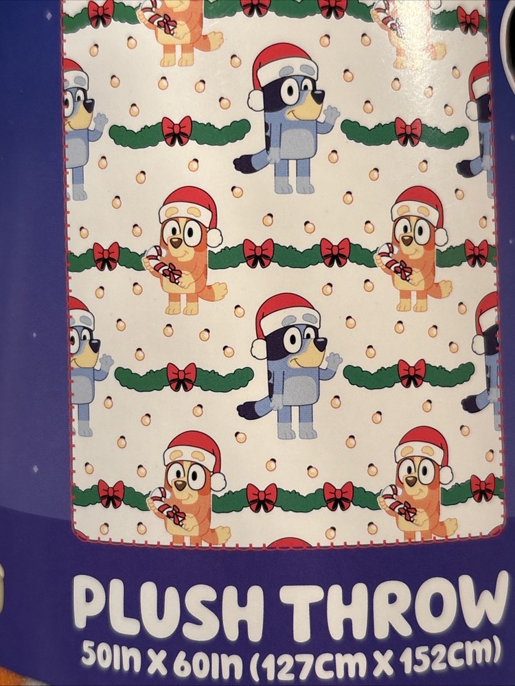 Bluey & Chilli Christmas Plush Throw 50 X 60 In Multicolor Soft Polyester NEW