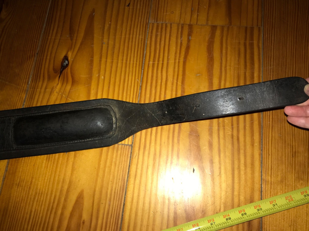 Old Black Leather Breast Collar(?) Strap Strecker Bros., Co.