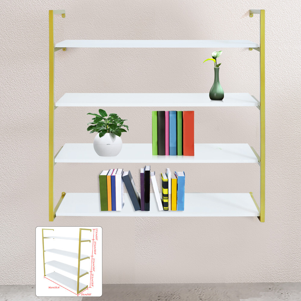 Wall-Mounted Storage Rack with Gold Frame for Elegant Organization