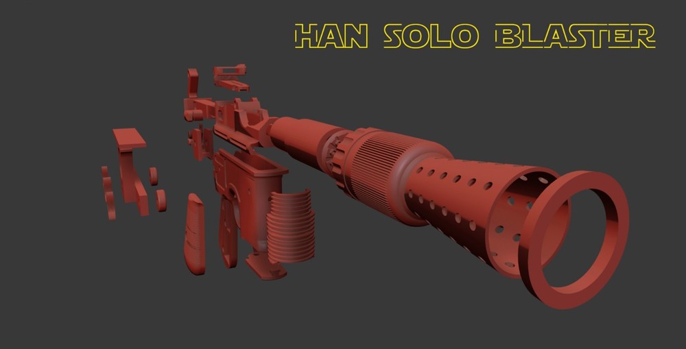 Han Solo Blaster Replica Model Kit with real optical scope