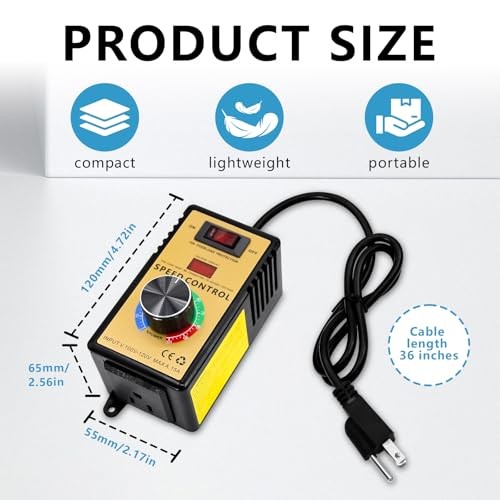 AC Motor Speed Controller 100V-120V 15A Variable Fan Speed Controller