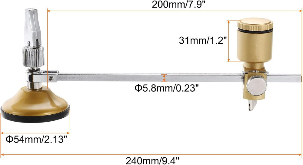 Circular Glass Cutter 1.4"-7.9" Cutting Radius Adjustable Precise Cutting Compas