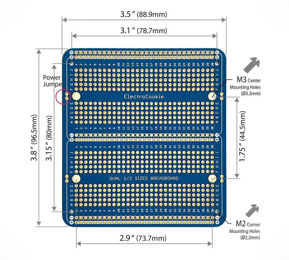 Solderable Breadboard PCB Double Column Board for Electronics Projects Compat...