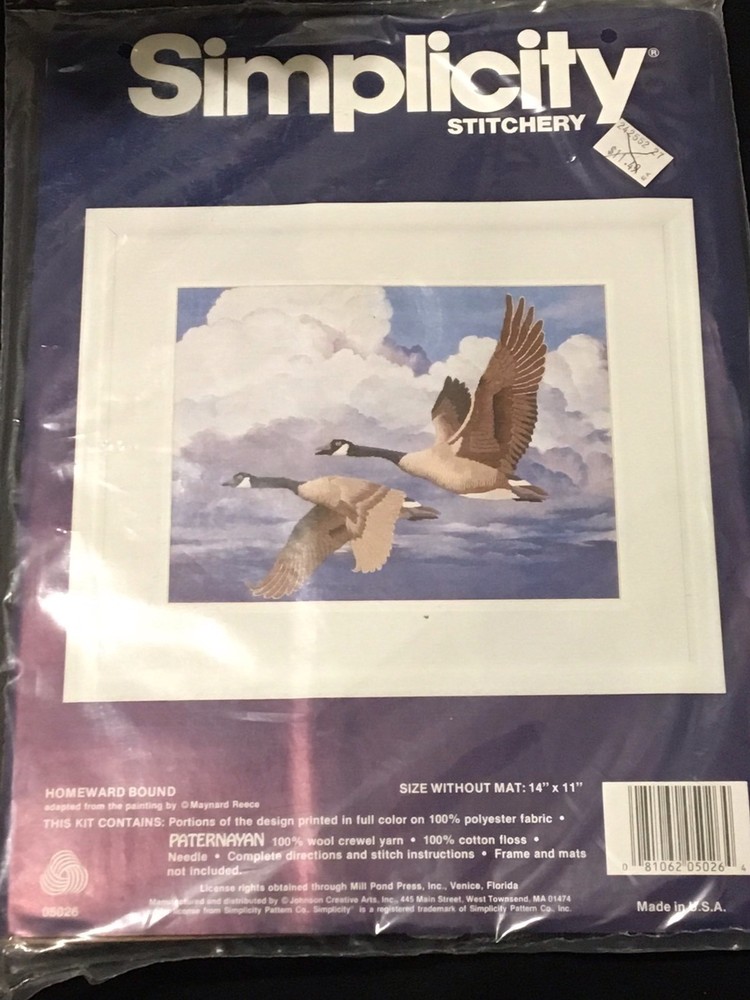 Johnson Creative Simplicity Stitchery Homeward Bound Maynard Reece Crewel Kit
