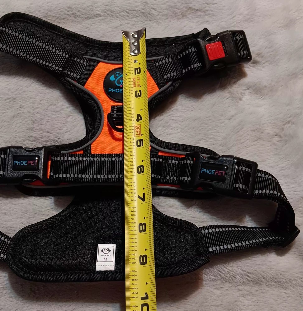 PHOEPET Upgraded No Pull Dog Harness Reflective Adjustable Vest Medium Orange