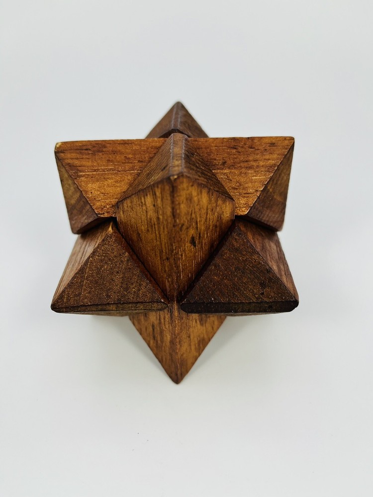 Star Puzzle Wood Cube Brain Tease 3D Mind Challenge Game
