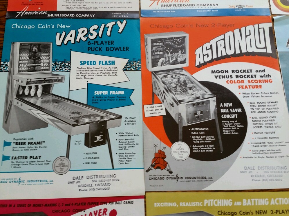 Vintage pinball,shuffleboard, pool table etc. . game sheets