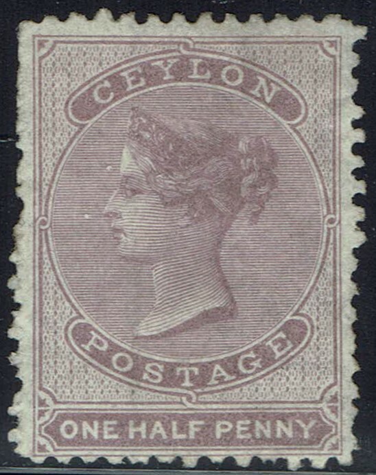CEYLON 1863 QV ½D WMK CROWN CC SG TYPE W5