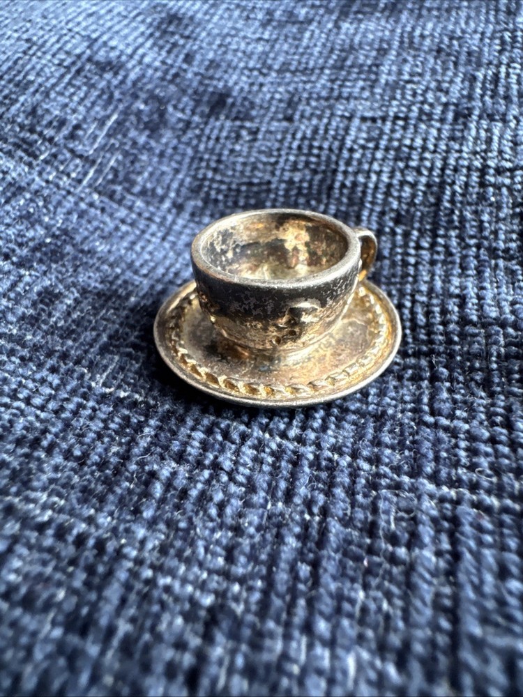 sterling silver miniature cup and saucer