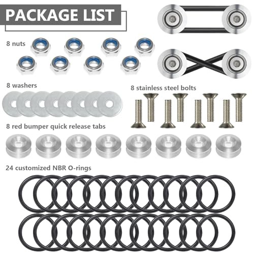 Universal Bumper Clips, Front Rear Bumper Quick Release Kit, 4set Silver