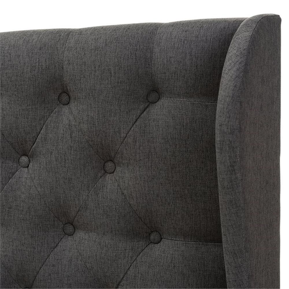 Bowery Hill Queen Winged Panel Headboard in Dark Gray