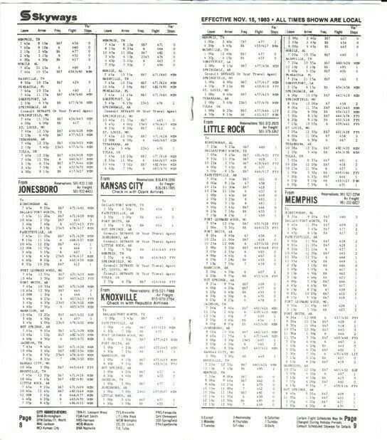 Skyways timetable 1983/11/15