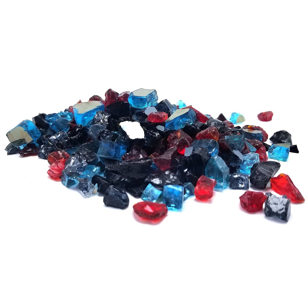 Black Red Blue Blend Reflective Fireglass - Fireplace & Fire Pit Glass Crystals