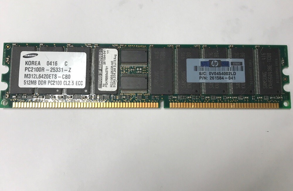 Samsung PC2100 512mb ddr pc2100 cl2.5 ecc 261584-041 Tested Working