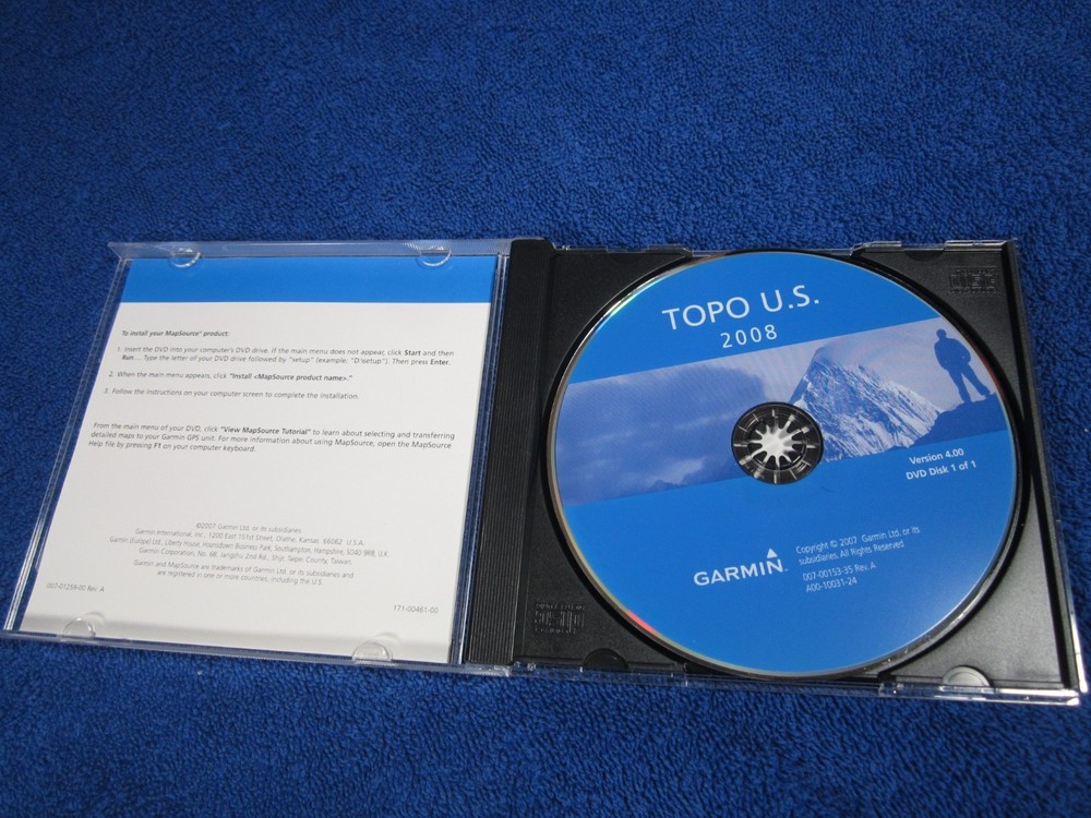 GARMIN GPS TOPO US 2008 Software Version 4.00 for Windows DVD