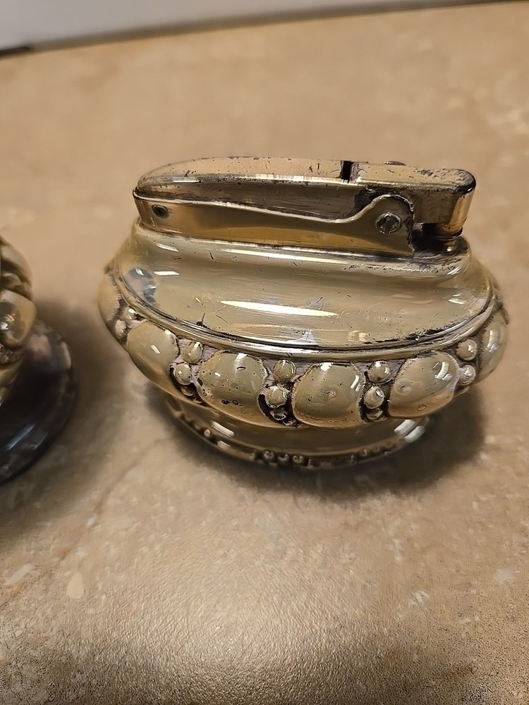 Ronson lighter ashtray silverplate vintage set