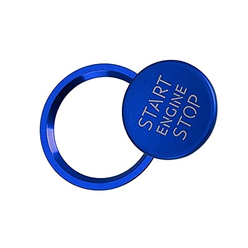 Car Engine Ignition Start Stop Button Cap Surrounding Ring & Push Start Blue