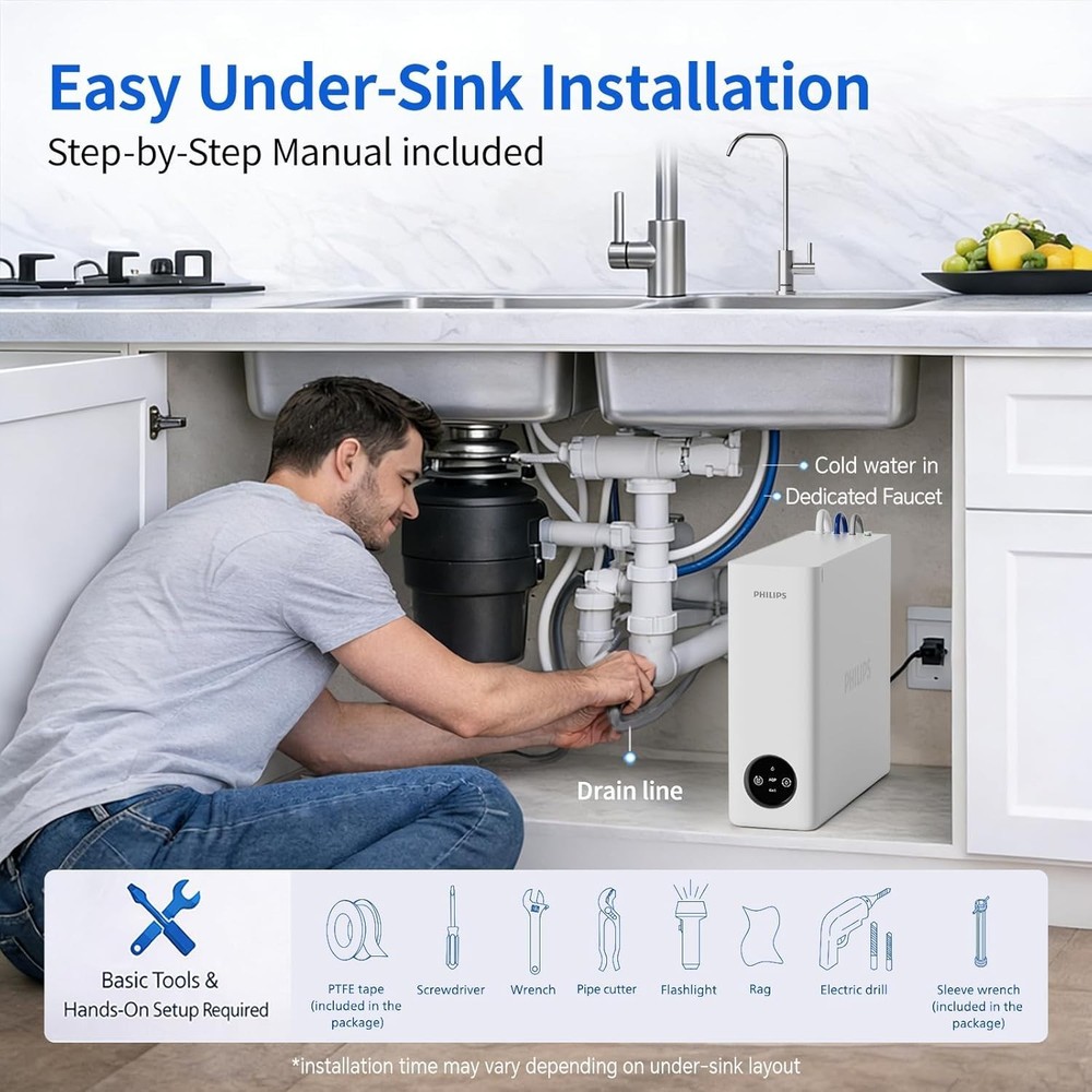 Philips AUT9340 Reverse Osmosis System, Tankless Under Sink Water Filter System