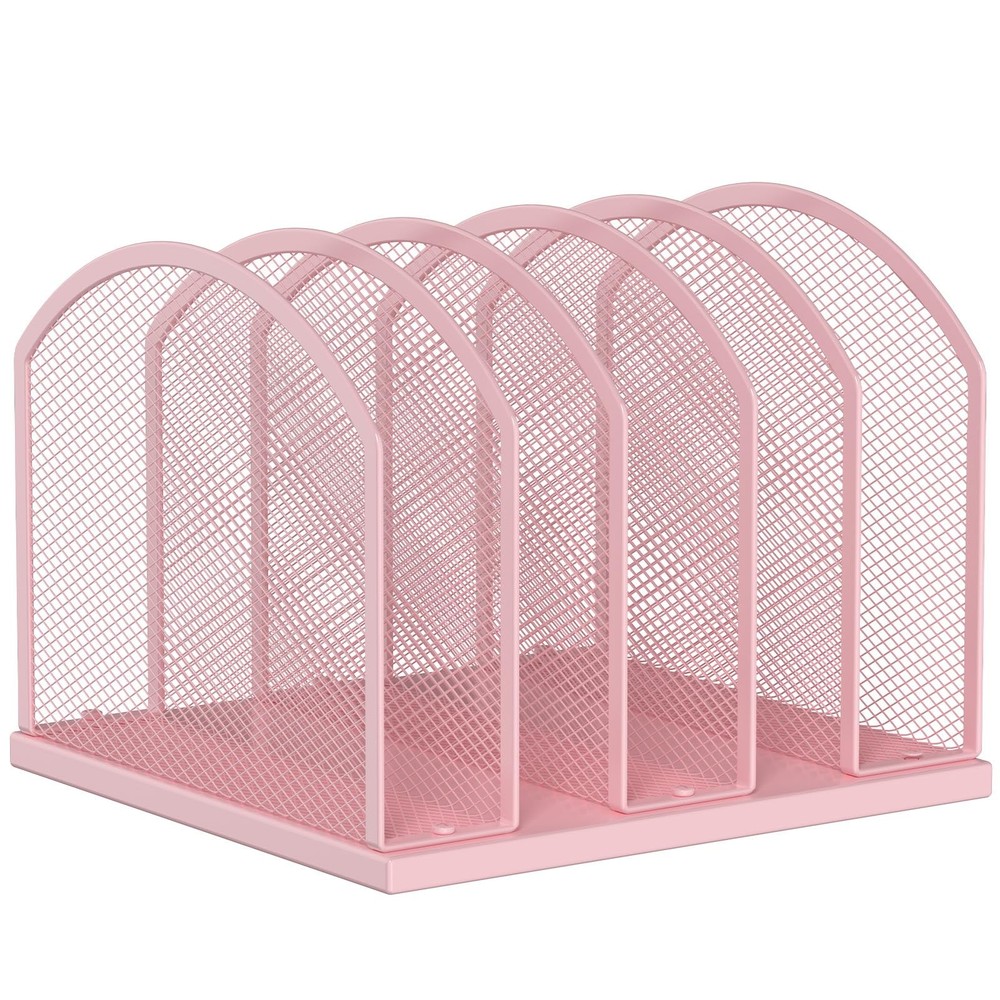 5-Section Vertical Desktop Organizer, 5-Section Mesh File Folder Stand Sorter...