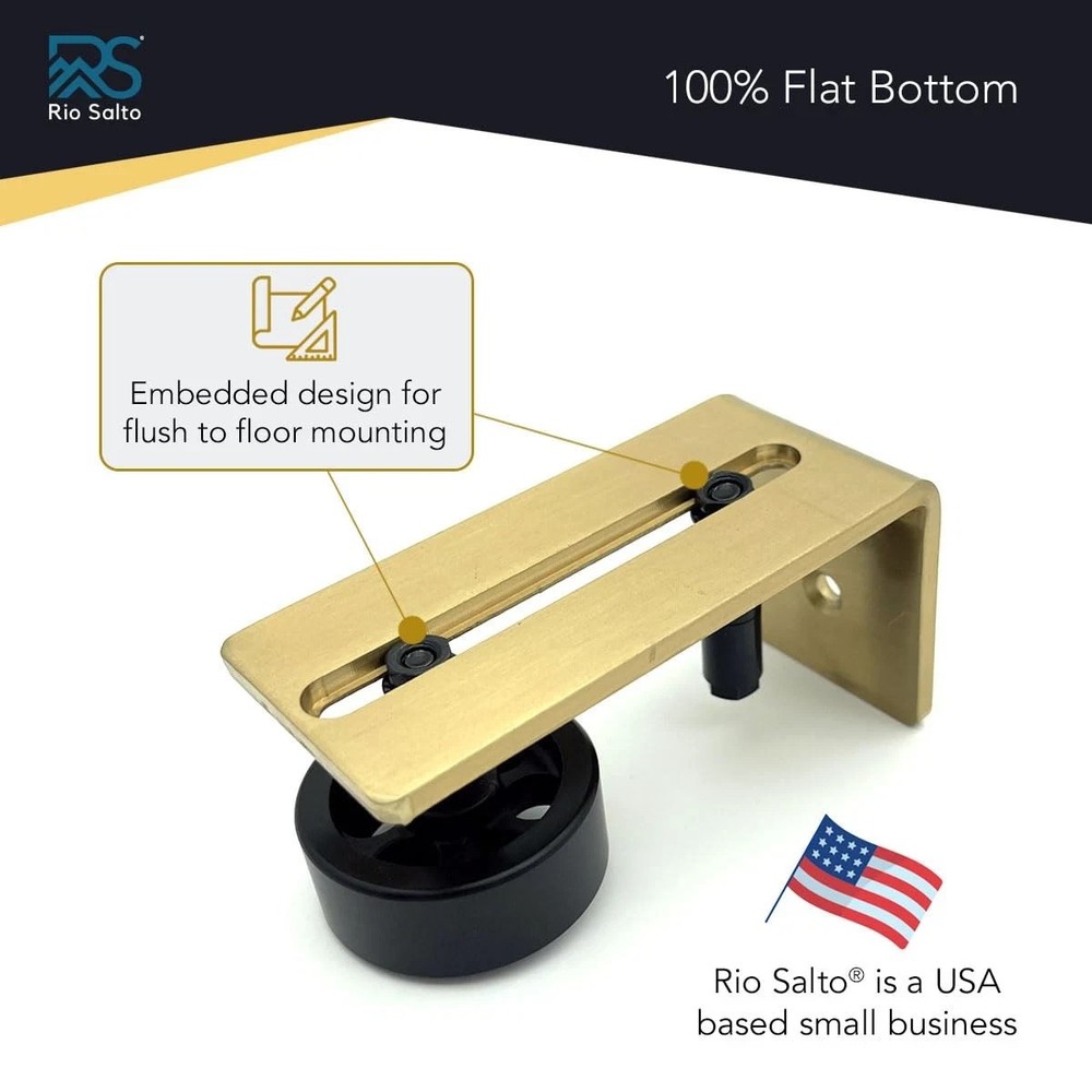 Gold Barn Door Floor Guide 2-Pack Hardware Kit Adjustable Width Sliding Hardw...