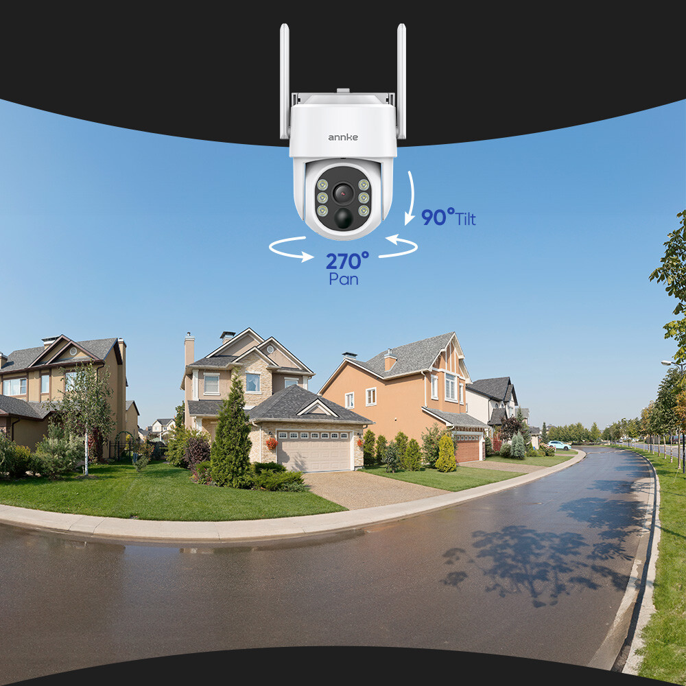 ANNKE HD 4MP PT Wireless PIR Security Camera System Solar Powered Two Way Audio