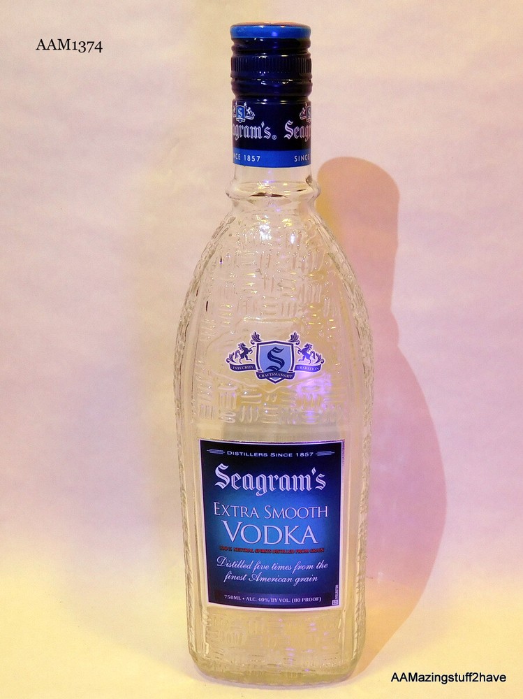 Seagram’s Extra Smooth EMPTY 750ml Vodka Bottle Clear Texture Glass 11" Tall DIY