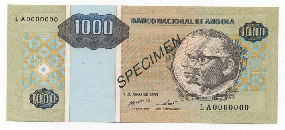 ANGOLA 1000 KWANZAS 1995 PICK 135 SPECIMEN UNC-