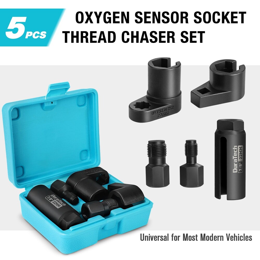 DURATECH 5PCS O2 Oxygen Sensor Socket Thread Chaser Oxygen Sensor Wrench Remover