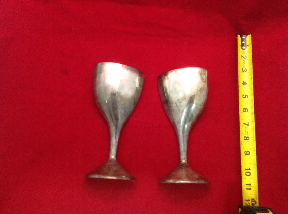 His & Her Silver Plated Inscribed Toasting Cups Z3 AM