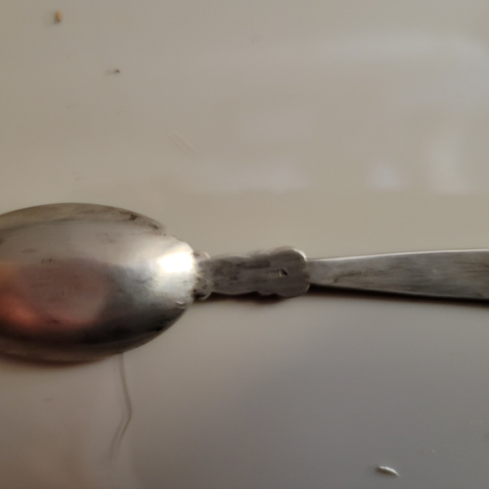 4" Silver Salt Spoon Gorgeous hammered pattern on handle