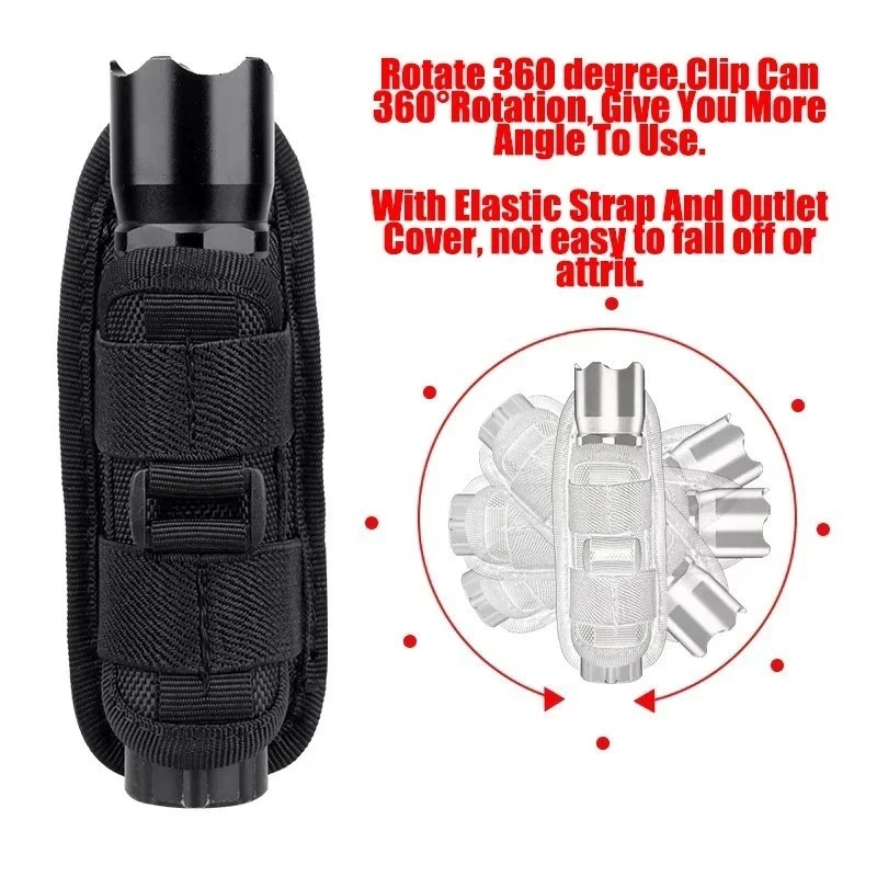 Tactical Flashlight Pouch Belt Torch Bag Durable Hunting Lighting Accessory Surv