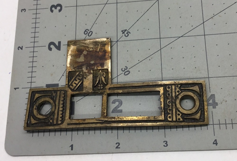Antique Ornate Large Solid Brass Striker Plate Reversible…….[B1]