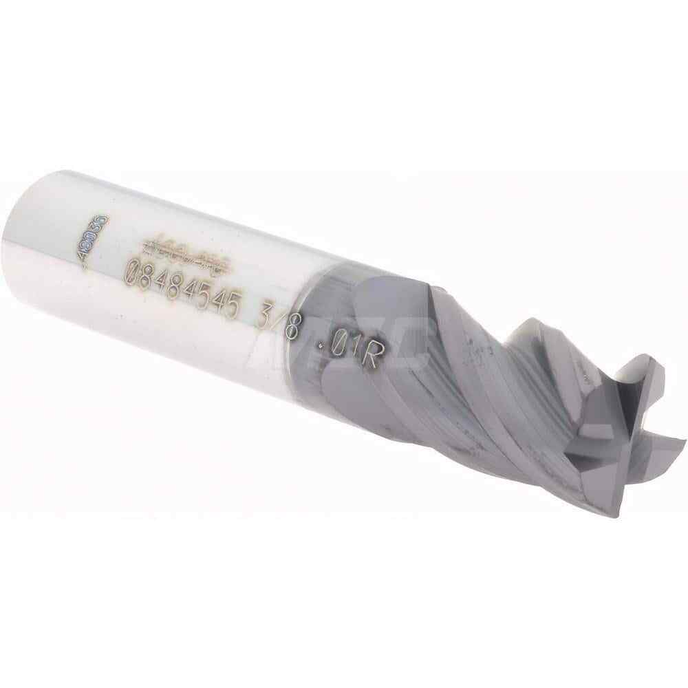 Accupro 3/8" Diam 4 Flute Single End Solid Carbide 0.01" Corner Radius End Mi...