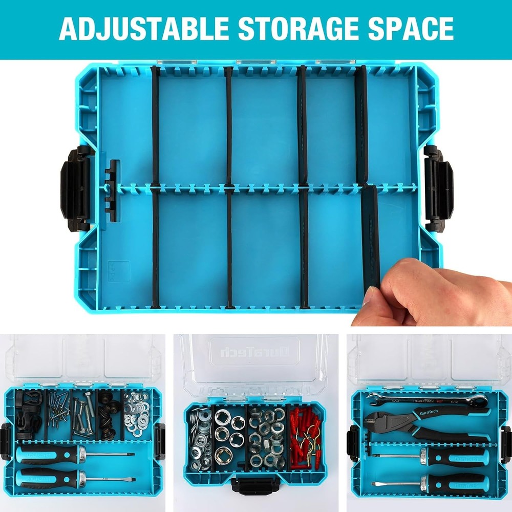 3 Pack Small Parts Organizer 14 Compartment Removable Divider Hardware Tool Box