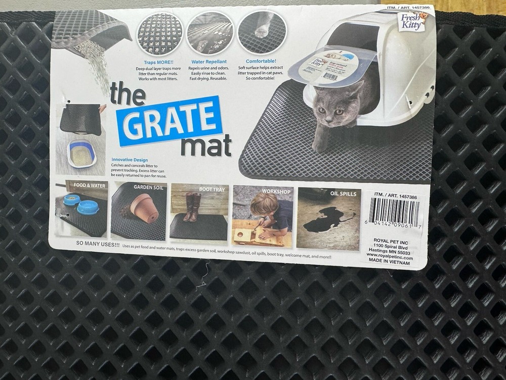 Fresh Kitty Original Premium Durable Grate Litter Cat Mat, Large, No