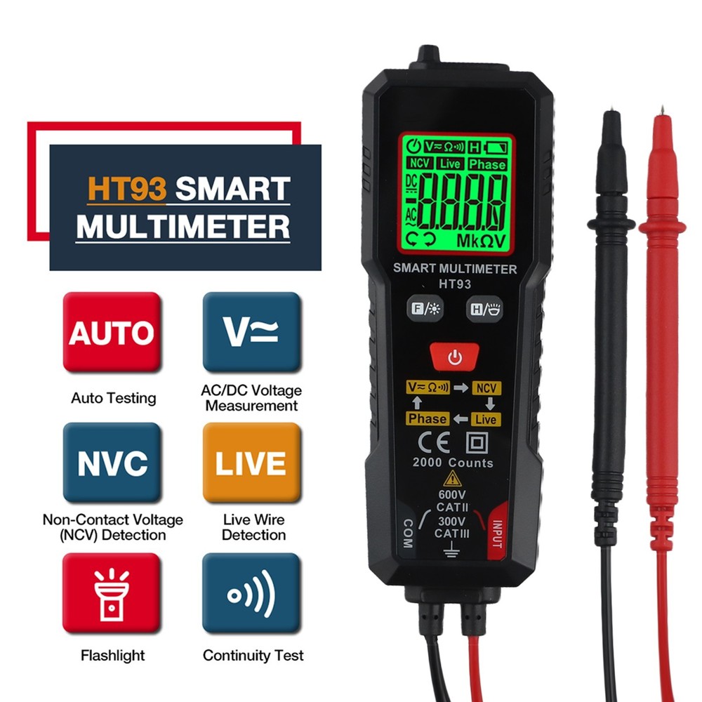HT93 Handheld NCV DETECTION Multimeter Essential Tool for Electrical Work